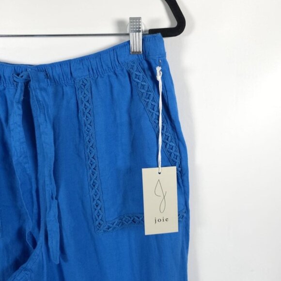 NWT JOIE 100% LINEN Wide Leg Elastic Waist Drawstring Embroidered Pants MEDIUM - Picture 9 of 12